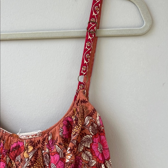 Spell & The Gypsy Siren Floral Ruffle Marigold Pink Slip Dress - Picture 11 of 12